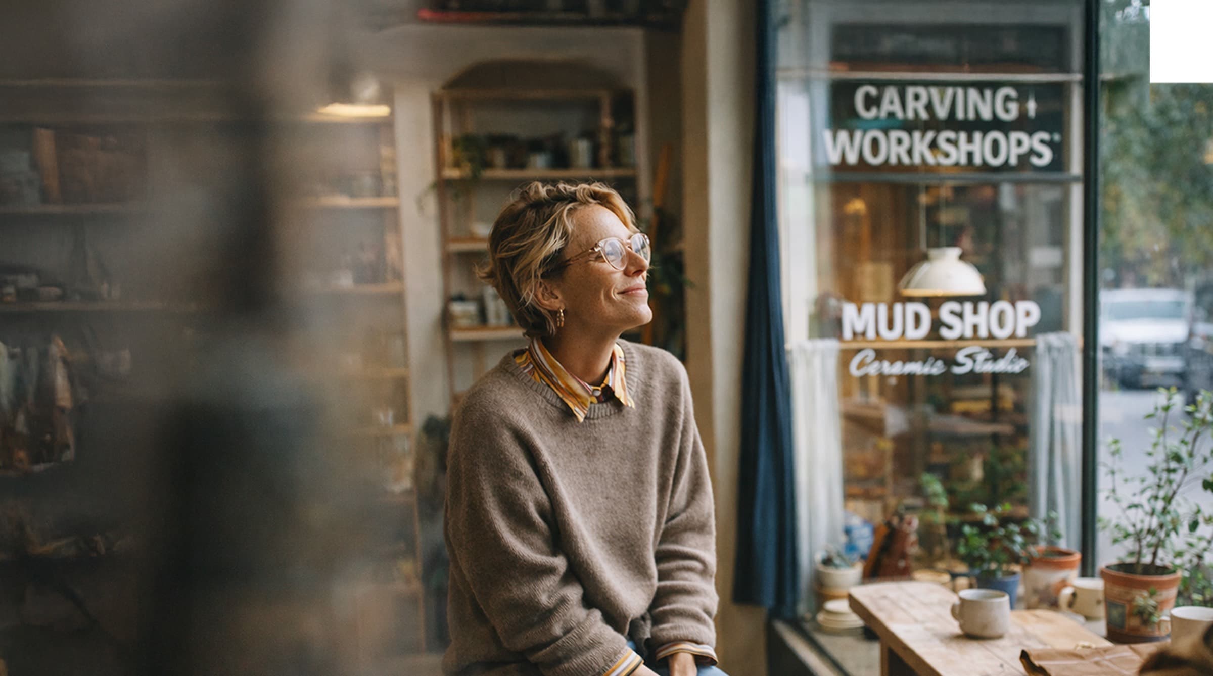 A small business owner in her studio